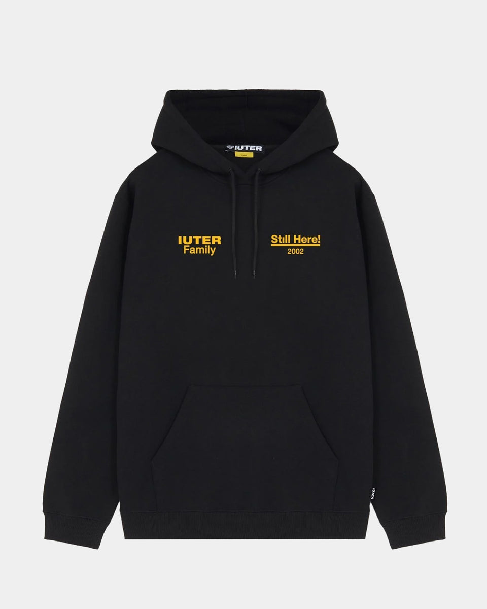 Felpa Con Cappuccio Iuter 18WISH63 Uomo - Collezione Autunno/Inverno, Colore Nero, Stampa Frontale, Senza Zip